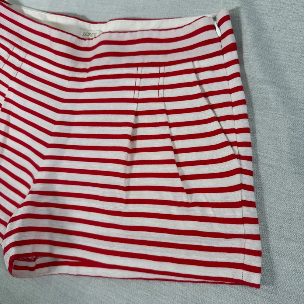 J.Crew Womens Size 10 Red White Striped Cotton Linen Shorts Nautical 46966‎